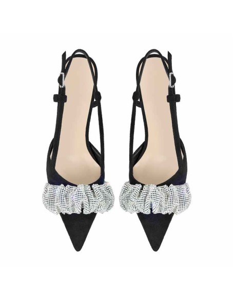 Rhinestone Pointed Toe Slingback Pumps