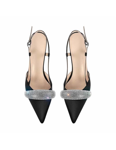 Rhinestone Pointed Toe Slingback Pumps