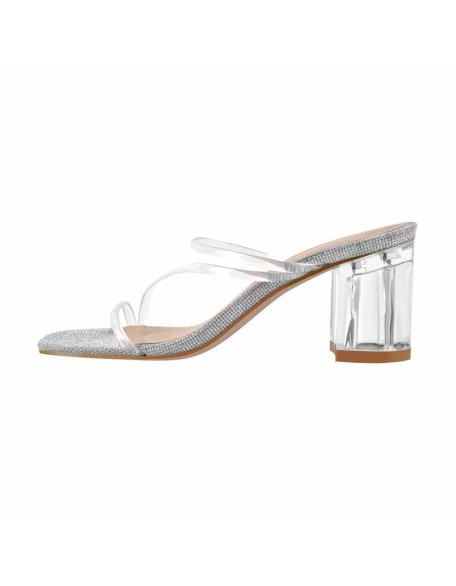 Ankle Strap Mid Clear Chunky Heels Sandals