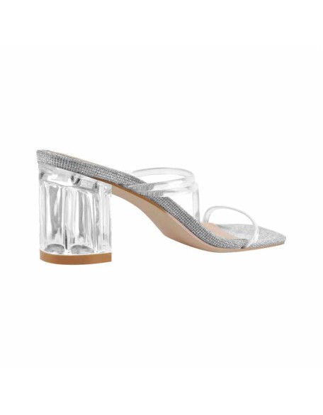 Ankle Strap Mid Clear Chunky Heels Sandals