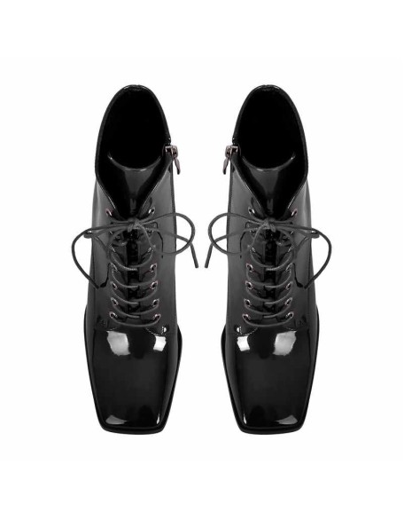 Square Toe Triangle Chunky Heel Ankle Boots