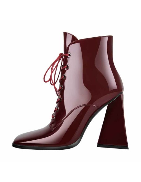 Square Toe Triangle Chunky Heel Ankle Boots