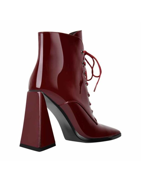 Square Toe Triangle Chunky Heel Ankle Boots