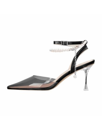 Pointed Toe Rhinestone Stilettos Sandals