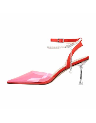 Pointed Toe Rhinestone Stilettos Sandals