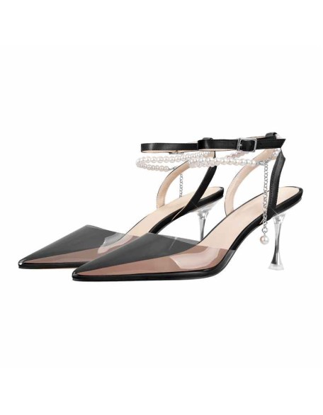 Pointed Toe Rhinestone Stilettos Sandals