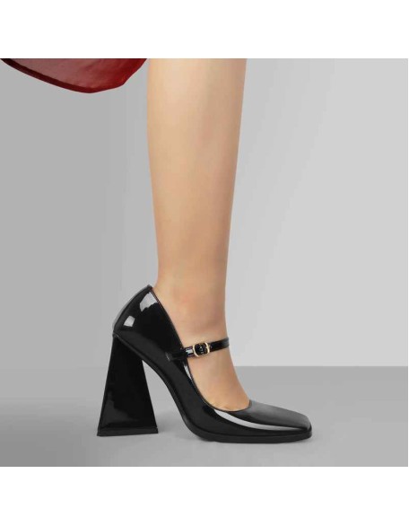Mary Jane Square Toes Chunky Heels Pumps