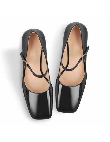 Mary Jane Square Toes Chunky Heels Pumps