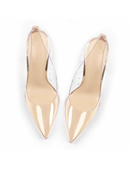 Clear Pointed Toe Block High Heel Pumps