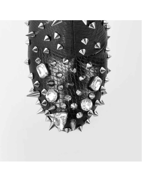 Black Rhinestone Rivet Studded Platform Ankle Boots