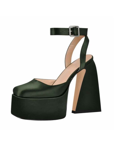 Ankle Strap Platform Chunky High Heel Pumps
