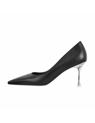 Black Slip on Mid Heel Pumps