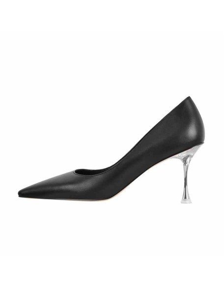 Black Slip on Mid Heel Pumps