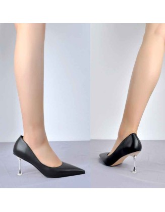 Black Slip on Mid Heel Pumps