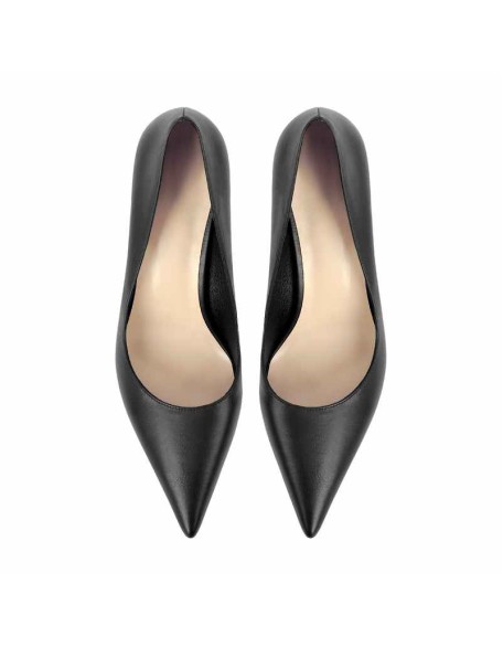 Black Slip on Mid Heel Pumps