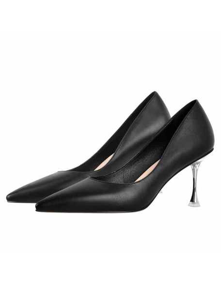 Black Slip on Mid Heel Pumps