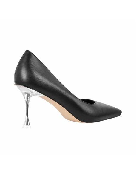 Black Slip on Mid Heel Pumps