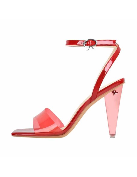 Ankle Strap Transparent Triangle Heel Sandals
