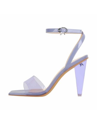 Ankle Strap Transparent Triangle Heel Sandals