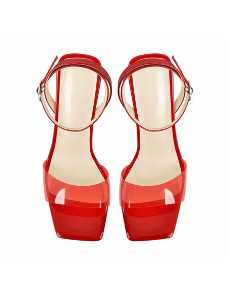 Ankle Strap Transparent Triangle Heel Sandals