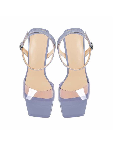 Ankle Strap Transparent Triangle Heel Sandals