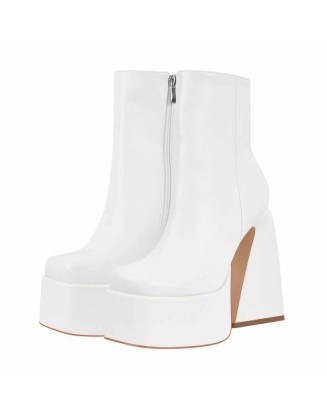 Chunky Ankle Boots Thick High Heels Platform Shoes