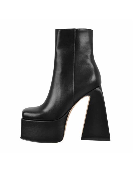 Chunky Ankle Boots Thick High Heels Platform Shoes