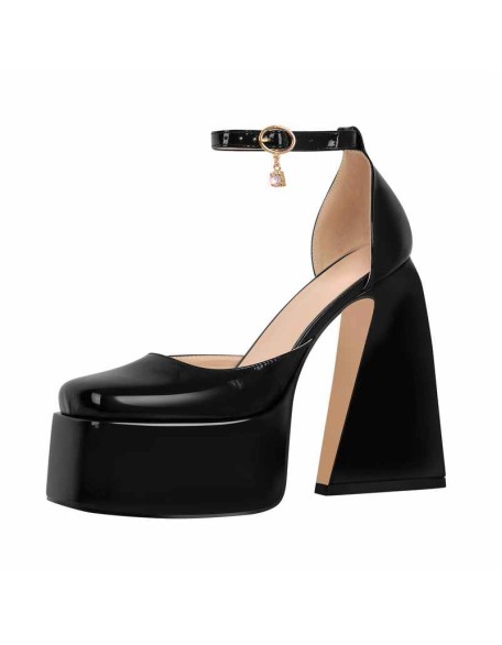 Ankle Strap Chunky Platform Mary Jane Pumps