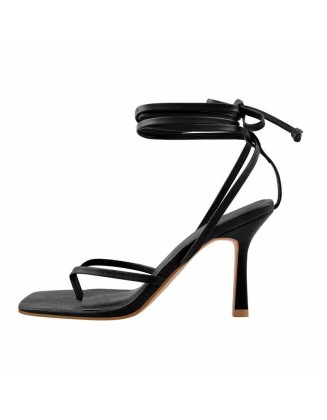 Flip Flop Thong Square Toe Lace Up Sandals