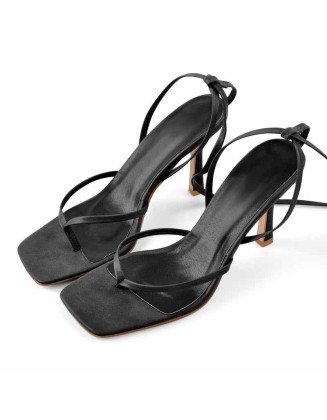 Flip Flop Thong Square Toe Lace Up Sandals