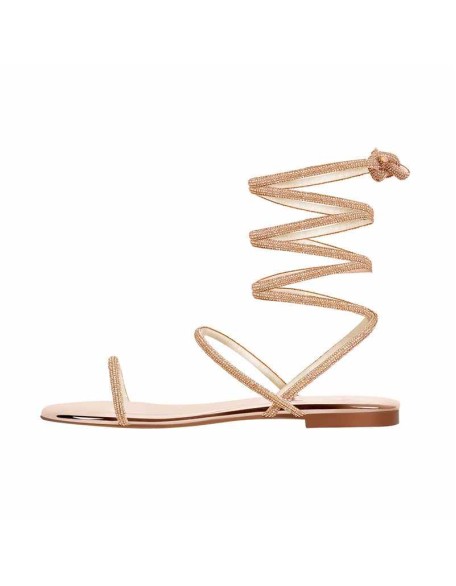Diamante Lace up Flat Sandals
