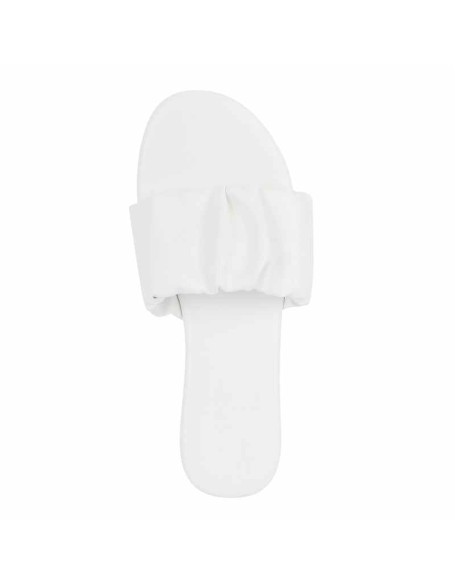 Open Toe Flats White Pleated Sandals