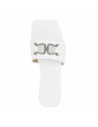 Open Toe Sandals Metal Buckle Flat