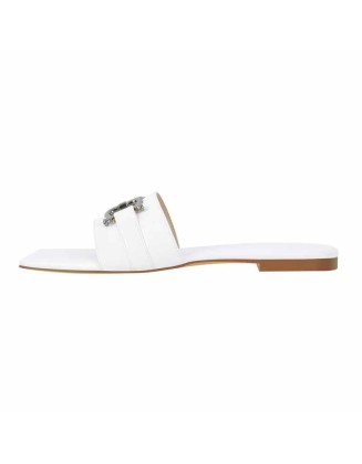 Open Toe Sandals Metal Buckle Flat