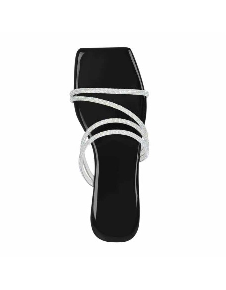 Square Toe Rhinestone Strappy Flat Sandals