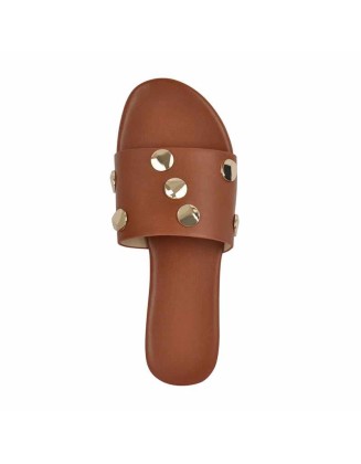 Studded Slides Flat Slip On Mules