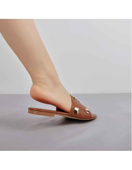 Studded Slides Flat Slip On Mules