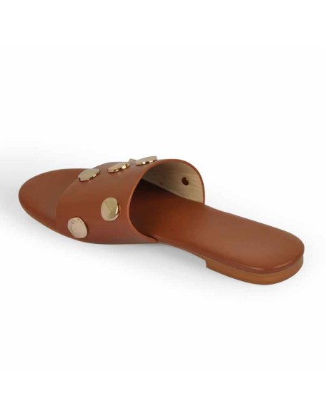 Studded Slides Flat Slip On Mules