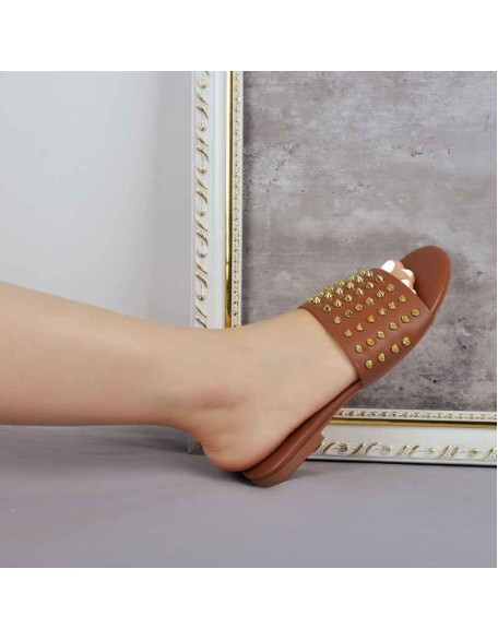 Open Toe Rivet Studded Flat Sandals