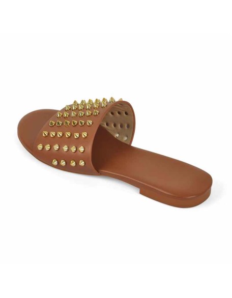 Open Toe Rivet Studded Flat Sandals