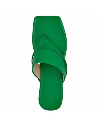 Green Flip Flops Flat Thong Sandals