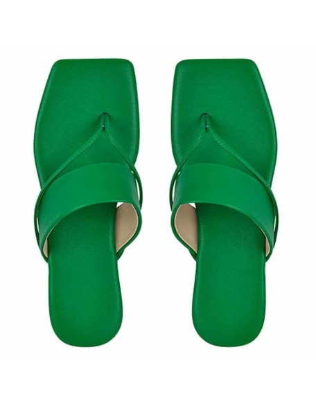 Green Flip Flops Flat Thong Sandals