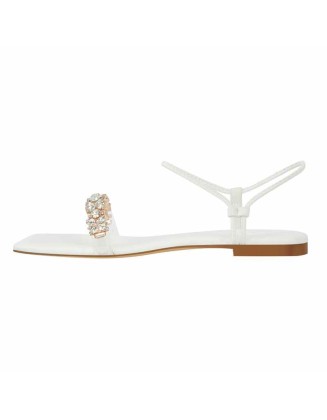 White Diamante Flat Sandals