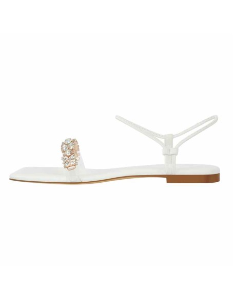 White Diamante Flat Sandals