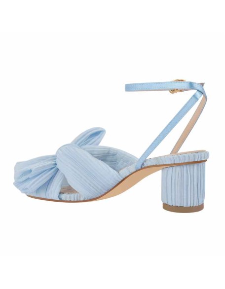 Pleated Bowknot Mid Chunky Heel Sandals