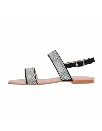 Rhinestone Straps Flat Sandals