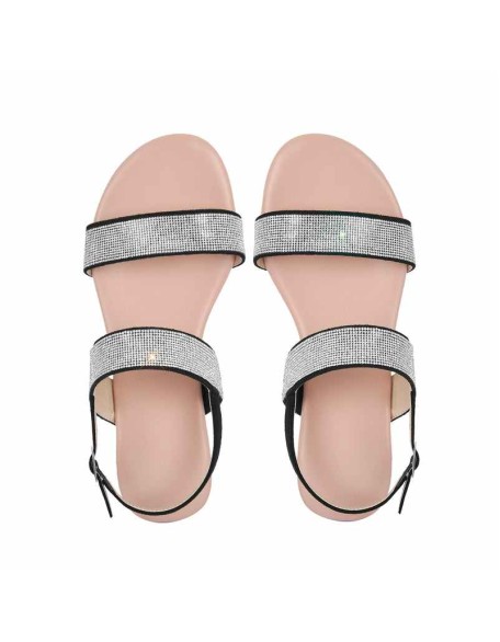 Rhinestone Straps Flat Sandals