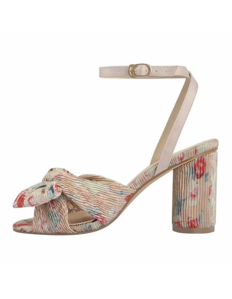 Pleated Bow Cylindrical Chunky Heel Sandals