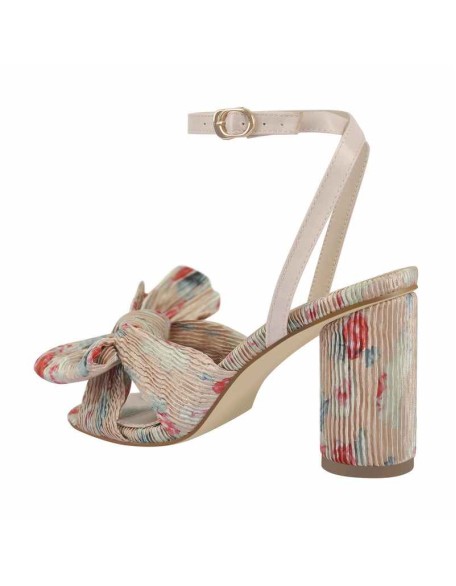 Pleated Bow Cylindrical Chunky Heel Sandals