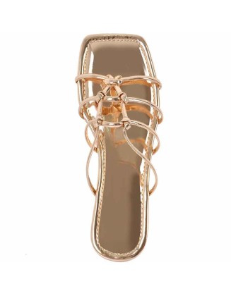Square Toe Knot Strap Flat Sandals